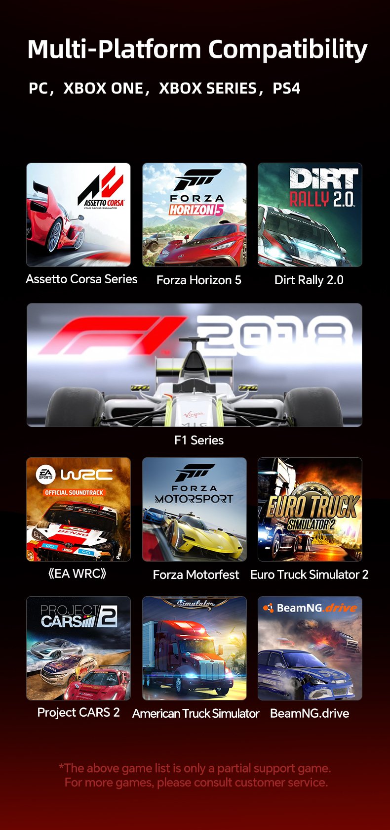 مقود سباقات PXN-V10 Pro Racing Simulator مع دواسات للكمبيوتر وPS4 وXbox - اسود | PXN-V10 Pro Entry DD Racing Simulator For PC, PS4 And Xbox - Black