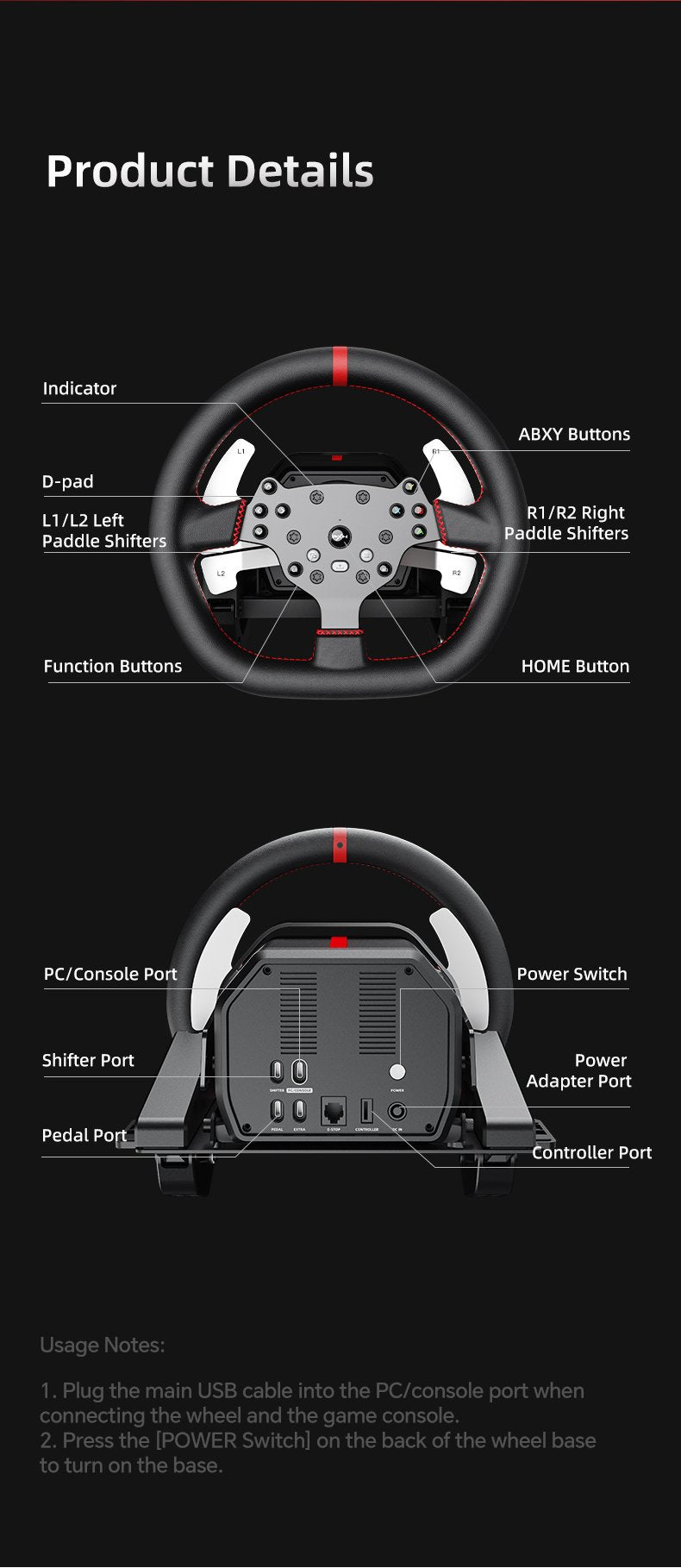 مقود سباقات PXN-V10 Pro Racing Simulator مع دواسات للكمبيوتر وPS4 وXbox - اسود | PXN-V10 Pro Entry DD Racing Simulator For PC, PS4 And Xbox - Black