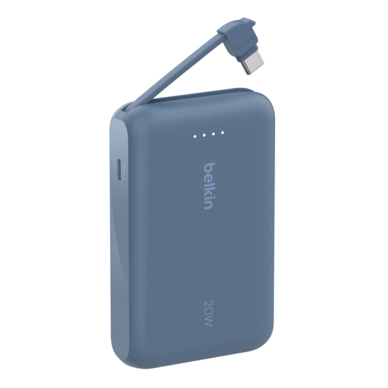 باور بانك بيلكن بسعة 10,000 مللي أمبير مع كيبل تايب سي مدمج | Belkin 10K Power Bank with Integrated USB-C Cable