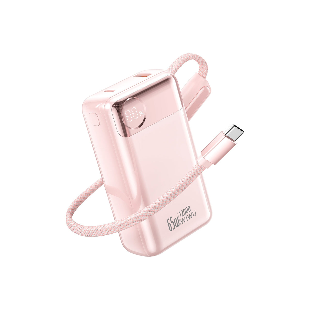 باور بانك ويوو T132 بسعة 12000 مللي أمبير وقدرة 65 واط مع كيبل مدمج | WiWU T132 12000mAh 65W Power Bank with Built-in Cable
