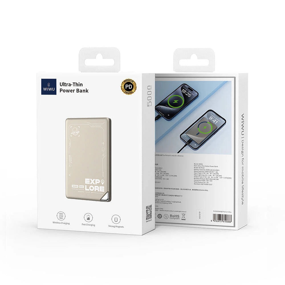 باور بانك ويوو Wi-P020 مغناطيسي فائق النحافة بسعة 10,000 مللي أمبير | WiWU Wi-P020 MagSafe 10 000mAh Ultra-Thin Power Bank
