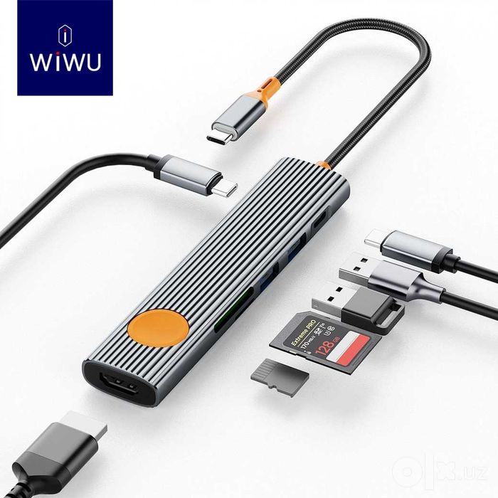 WiWU Wi-HB007 - 7 in 1 - Travelling 7in1 USB-C Hub