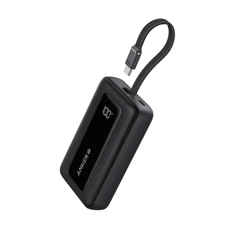 باور بانك أنكر بسعة 10,000 مللي أمبير وبقدرة شحن 30 واط مع كيبل تايب سي مدمج | Anker 10K 30W Power Bank with Built-in USB-C Cable