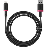 Baseus Dura Series USB to Lightning Cable 2.4A Fast Charging 2m Red+Black | كابل لايتنينج بيسوس ديورا شحن سريع 2.4 أمبير 2 متر أحمر وأسود