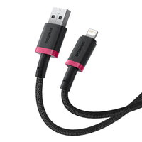 Baseus Dura Series USB to Lightning Cable 2.4A Fast Charging 2m Red+Black | كابل لايتنينج بيسوس ديورا شحن سريع 2.4 أمبير 2 متر أحمر وأسود