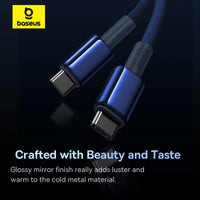 Baseus Tungsten Gold USB-C to USB-C Cable 100W 1m - Navy Blue | كابل تايب سي بيسوس تنجستن جولد شحن سريع 100 واط 1 متر - أزرق