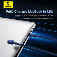 Baseus Tungsten Gold USB-C to USB-C Cable 100W 1m - Navy Blue | كابل تايب سي بيسوس تنجستن جولد شحن سريع 100 واط 1 متر - أزرق