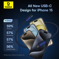 Baseus Tungsten Gold USB-C to USB-C Cable 100W 1m - Navy Blue | كابل تايب سي بيسوس تنجستن جولد شحن سريع 100 واط 1 متر - أزرق