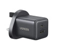 UGREEN 30W 2-Port GaN Fast Charger Space Gray UK | شاحن سريع 30 واط منفذين يو جرين رمادي