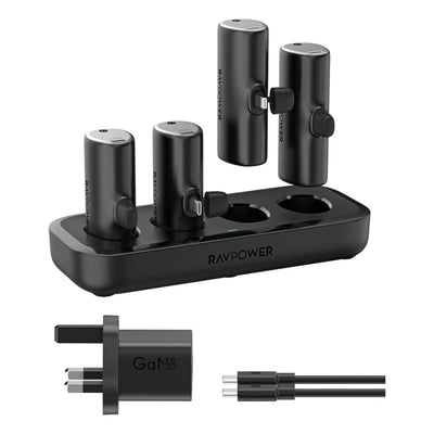 كومبو باور بانك راف باور, 4 x باور بانك بسعة 5000 مللي امبير مع قاعدة شحن - اسود | RAVPower RP-PB1223 Family Charging Combo 4 × 5000mAh Power Bank With Charging Station - Black