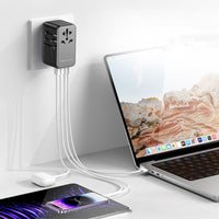 شاحن سفر موماكس 1-World  العالمي ب 4 منافذ وبقدرة شحن 100 واط | Momax 1-World 100W GaN Charger | 4-Port Universal Fast Charger with AC Travel Adapter