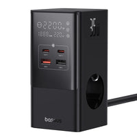 برج طاقة Baseus PowerCombo 3AC+2U+2C 35W - Baseus PowerCombo Tower Strip 3AC+2U+2C 35W 1.5m EU Black