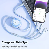 كيبل مكدودو 3 في 1 قابل للسحب بطول 1.2 متر | Mcdodo 3 in 1 Retractable Charging Cable 1.2m