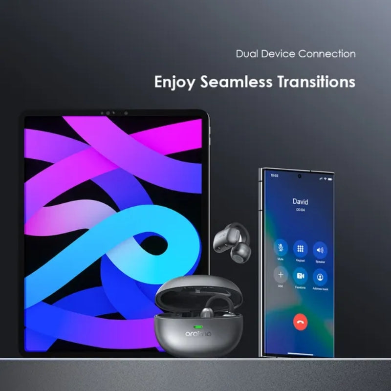 سماعات أورايمو اللاسلكية مفتوحة الاذن - رمادي | Oraimo TWS Earphone OPN-372N - Graphite Grey