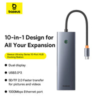 Baseus UltraJoy 10-Port HUB Docking Station Space Grey - محطة إرساء بيسوس الترا جوي 10 منافذ رمادي