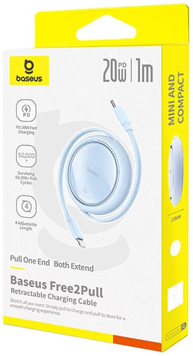 Baseus Free2Pull Retractable Cable C→iP 20W 1m  | كابل بيسوس قابل للسحب C إلى آيفون 20 واط 1 متر