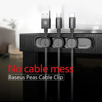 Baseus Peas Cable Clip Black - منظم كابلات مغناطيسي أسود