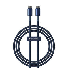 Baseus Tungsten Gold USB-C to USB-C Cable 100W 1m - Navy Blue | كابل تايب سي بيسوس تنجستن جولد شحن سريع 100 واط 1 متر - أزرق