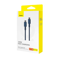 Baseus Tungsten Gold USB-C to USB-C Cable 100W 1m - Navy Blue | كابل تايب سي بيسوس تنجستن جولد شحن سريع 100 واط 1 متر - أزرق