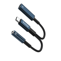 محول ماستر مظفر 2 في 1 تايب سي الى تايب سي و Aux  للصوت وبقدرة شحن 60 واط - اسود | Master Braided 2-in-1 USB-C to Aux Audio Adapter PD 60W - Black