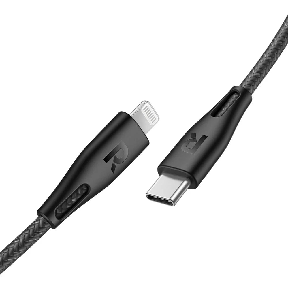 Kabloya RAVPower CP1017 USB-C bo Lightning, 1.2m - Reş | Kabloya RAVPower RP-CB1017 Tîpa-C bo Lightning 1.2m Naylon - Reş