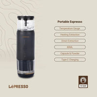 ماكينة إسبريسو محمولة LePresso مع مقياس حرارة حراري – أسود | LePresso Portable Espresso Machine with Thermal Meter – Black