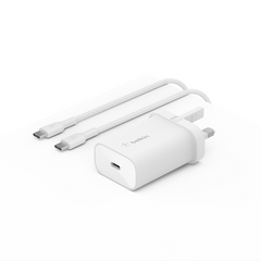 شاحن جداري بيلكن بقدرة شحن 25 واط مع كيبل تايب سي الى تايب سي | Belkin USB-C PD 3.0 PPS Wall Charger 25W With USB-C Cable