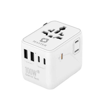 Master Universal Travel Adapter 100W PD 2500W 10A 100-250V White MSUNTADT100W-BK