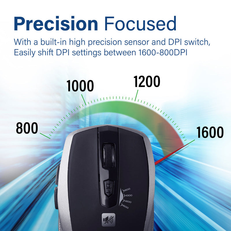 Promate Breeze Silver mouse matte finish top view