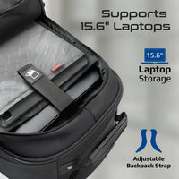 Promate Compact-TR Trolley Backpack 15.6 inch Laptop Black-Straps