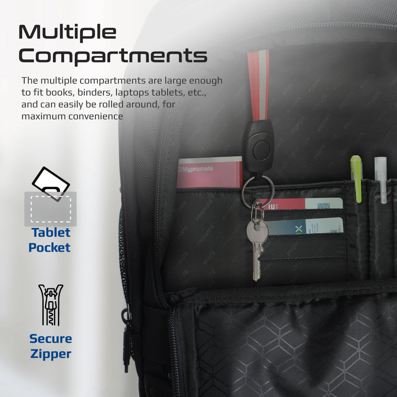 Promate CramPack-TR Trolley Bag 15.6 inch Laptop Black-Open