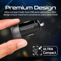 Promate DriveGear-20W شاحن سيارة بشحن تكيفي آمن