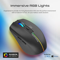 Promate Kitt Black mouse rainbow RGB lighting detail