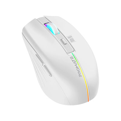 Promate Kitt White wireless ergonomic mouse with RGB lights - main view