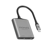 محول USB-C إلى منفذي HDMI بدقة 4K | Promate MediaLink-H2 4K USB-C to Dual HDMI Adapter