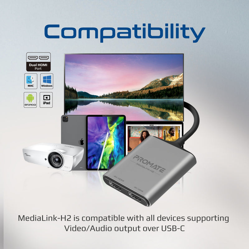 Promate MediaLink-H2 connected to two displays