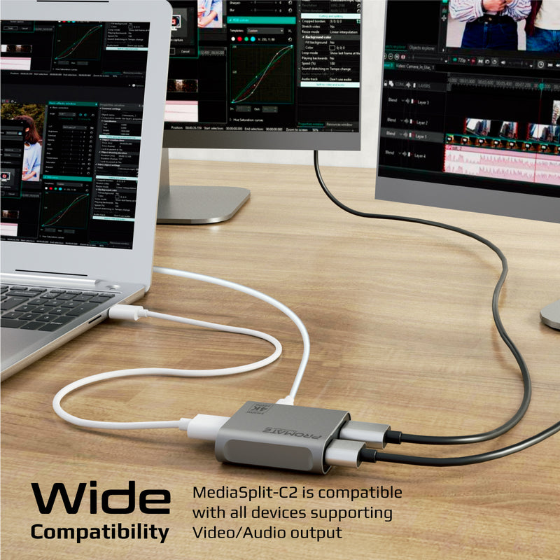 Promate MediaSplit-C2 connected to two displays