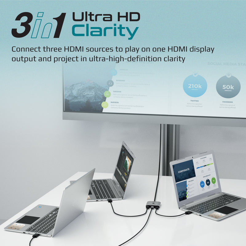 Promate MediaSwitch-H3 HDMI switch - angle view