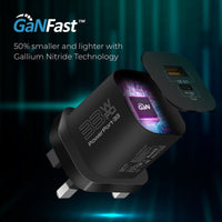 Promate PowerPort-33 Black USB-C and USB-A port layout close-up