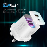 Promate PowerPort-33 White USB-C and USB-A port layout close-up