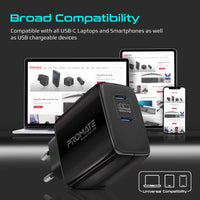 Promate PowerPort-65 شاحن 65 واط - أسود - مقارنة الحجم