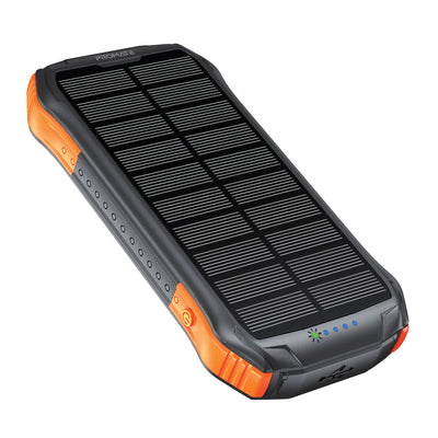 Promate SolarTank-10PDQi Solar Power Bank 10000mAh Wireless LED Torch-Front