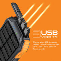 Promate SolarTank-10PDQi Solar Power Bank 10000mAh Wireless LED Torch-Angle