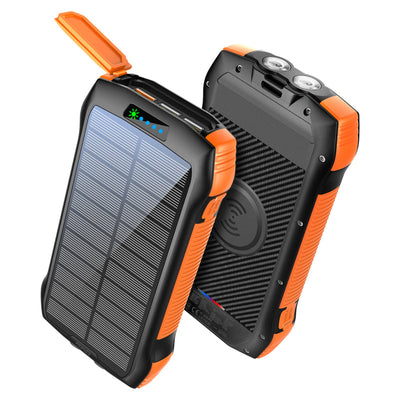 Promate SolarTank-20PDQi Solar Power Bank 20000mAh Wireless LED Torch-Front