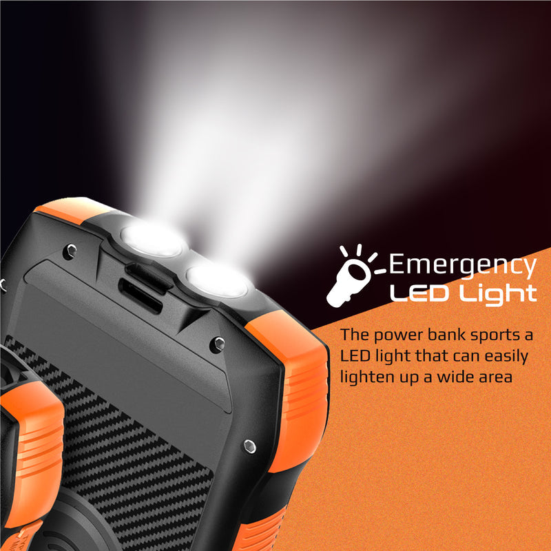 Promate SolarTank-20PDQi Solar Power Bank 20000mAh Wireless LED Torch-Ports