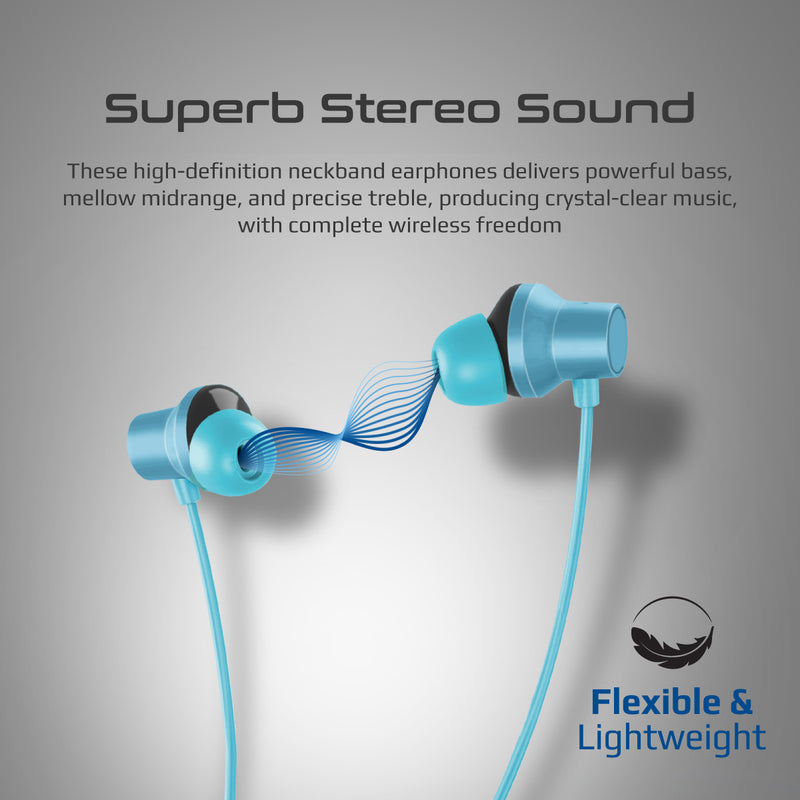 Promate Velcon ANC Neckband Earphones 220mAh Blue-Angle
