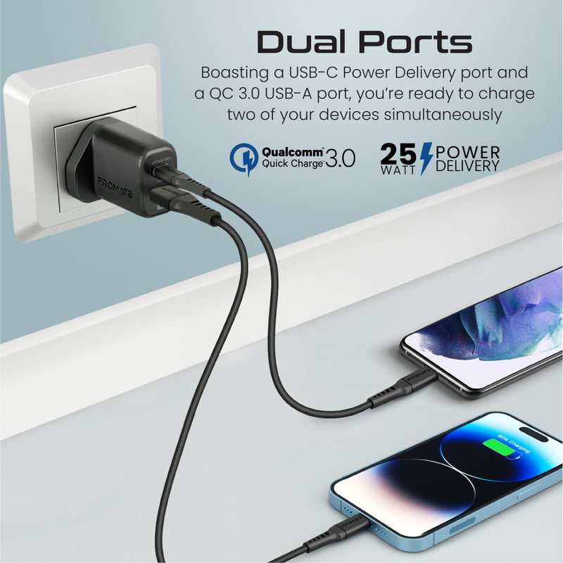 Promate ChargeKit-25PDi طقم شحن للآيفون مع كيبل لايتننج بطول 1.2 متر