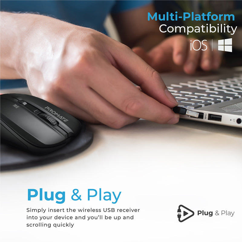 Promate Contour Black mouse USB receiver detail