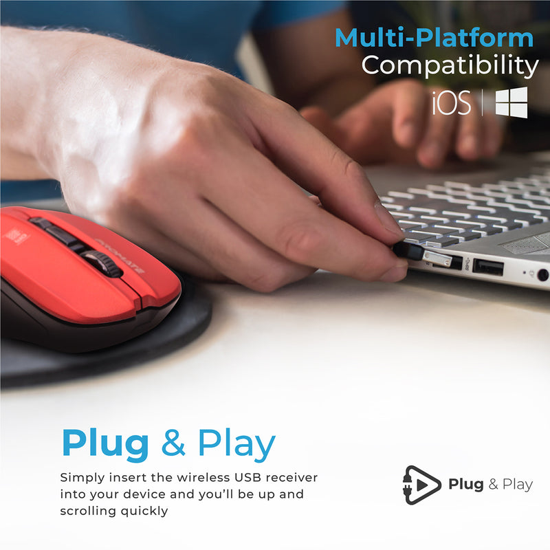 Promate Contour Red mouse USB receiver detail