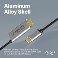 Promate HDMI-PD100 connected to a laptop and display